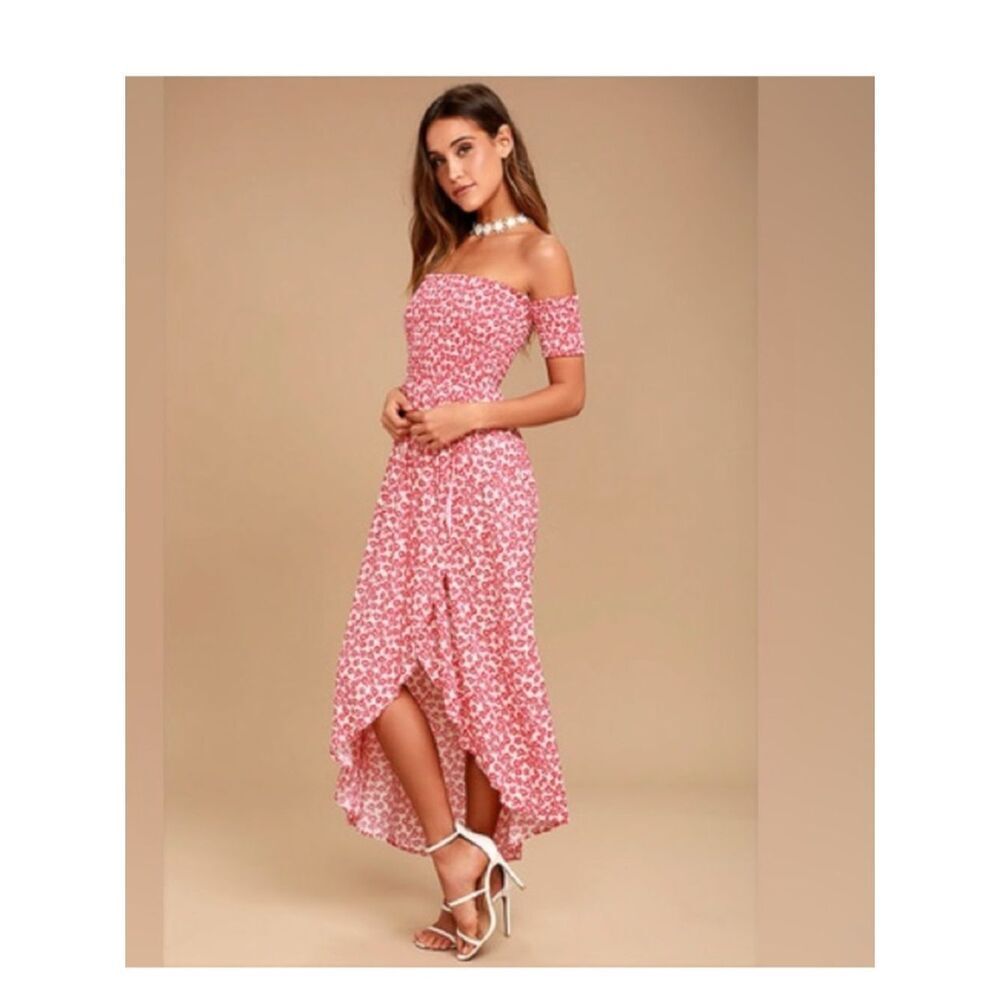 Lucy Love Red Floral Smocked Maxi Dress